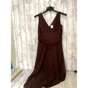 Ursula Studio Women's Brown Evening Dress Multi Layered Chiffon V-neckline